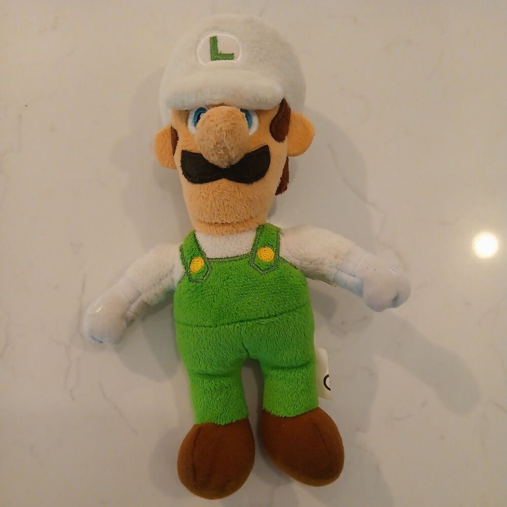 2011 Nintendo Sanei Super Mario Bros. Fire Luigi 9" Plush Toy